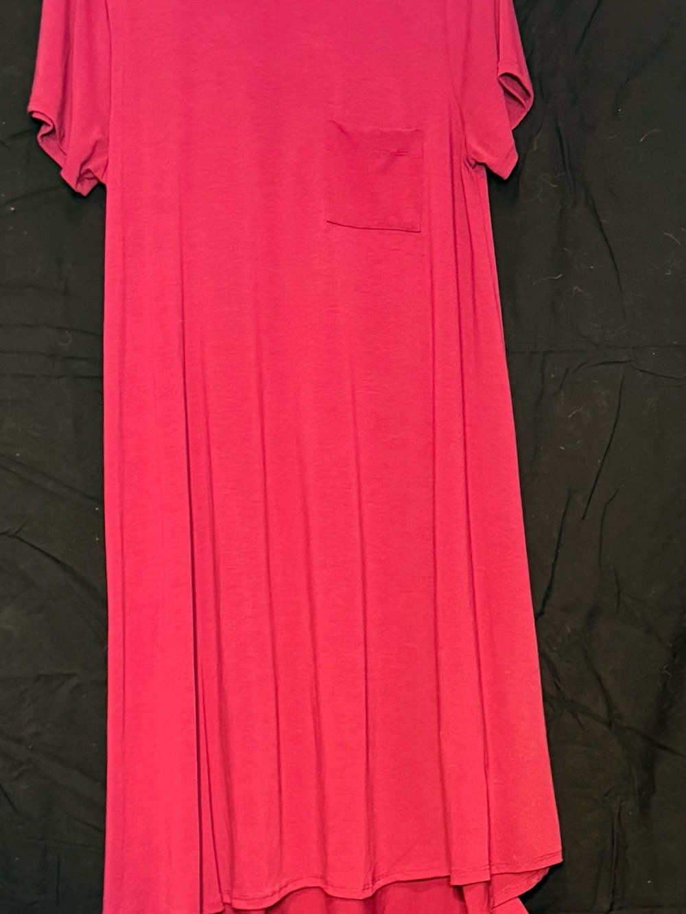 LuLaRoe High-Low Pocket T-Shirt Dress in Bright Pink